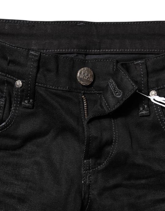 Acht Zwarte Katoenen Slim Fit Denim Lage Taille Jeans - Image 4