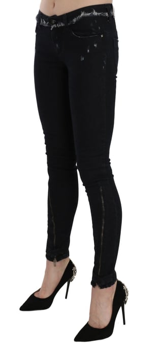 Costume National Zwart Lage Taille Rits Leg Skinny Denim Jeans - Image 4