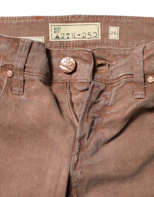 Acht Bruine Katoenen Slim Fit Denim Lage Taille Jeans - Image 4