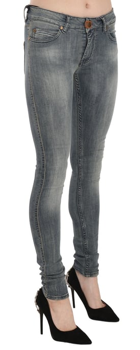 PLEIN SUD Blåtvättad Låg Midja Slim Fit Skinny Denim Casual Jeans - Image 3