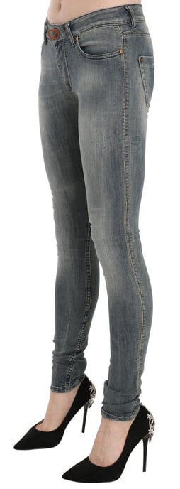 PLEIN SUD Blåtvättad Låg Midja Slim Fit Skinny Denim Casual Jeans - Image 4