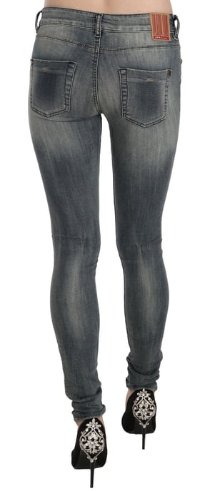 PLEIN SUD Blåtvättad Låg Midja Slim Fit Skinny Denim Casual Jeans - Image 5