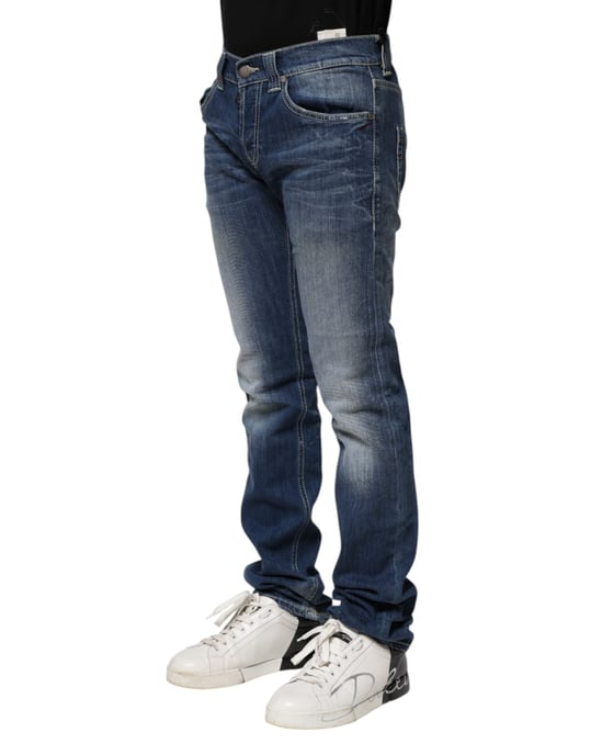 Dondup Blå Tvättad Skinny Fit Casual Herr Denim Jeans - Image 3