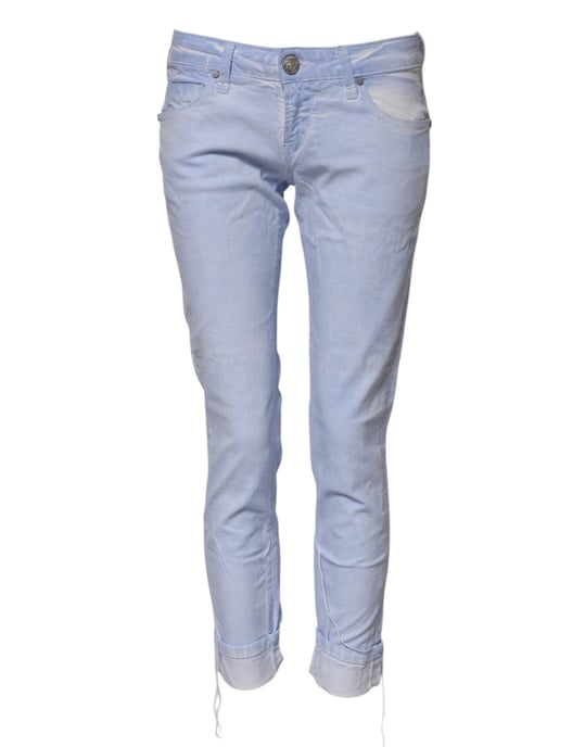 Acht Ljusblå Bomull Slim Fit Denim Låg Midja Jeans - Image 2