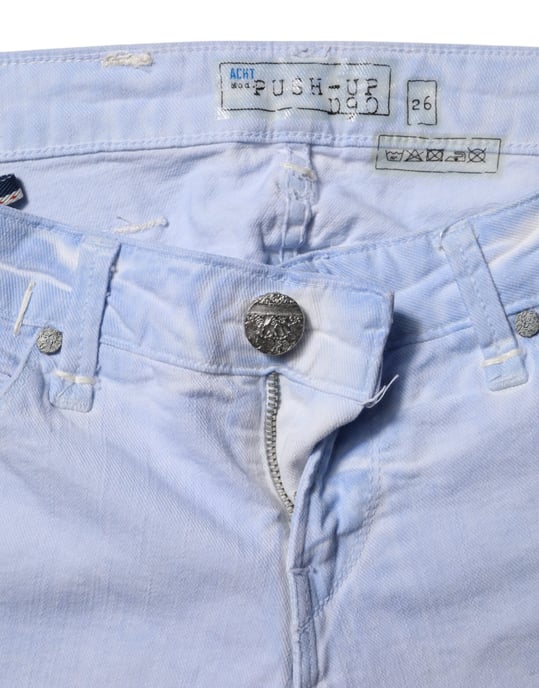 Acht Ljusblå Bomull Slim Fit Denim Låg Midja Jeans - Image 4