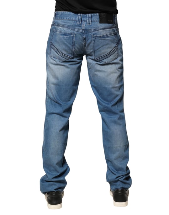 Verri Blauwe Gewassen Katoenen Skinny Fit Heren Denim Broek Jeans - Image 4