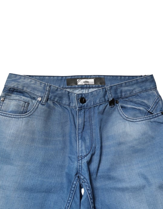 Verri Blauwe Gewassen Katoenen Skinny Fit Heren Denim Broek Jeans - Image 5