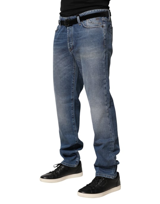 Jeckerson Blue Washed Mid Waist Straight Heren Denim Broek Jeans - Image 3