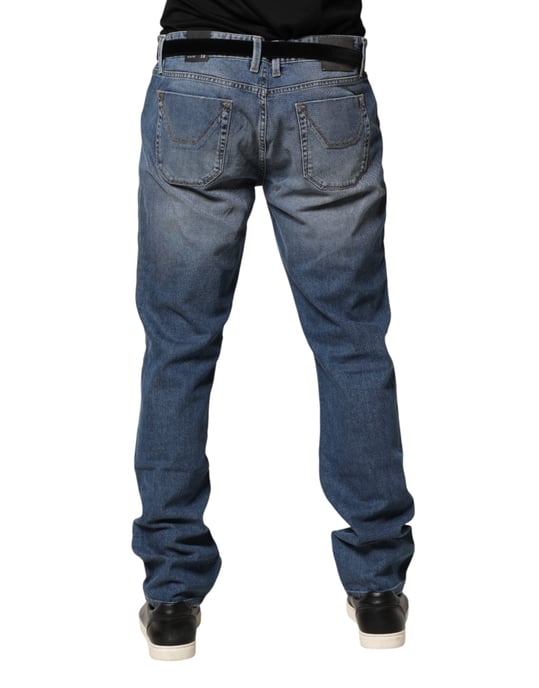 Jeckerson Blue Washed Mid Waist Straight Heren Denim Broek Jeans - Image 4