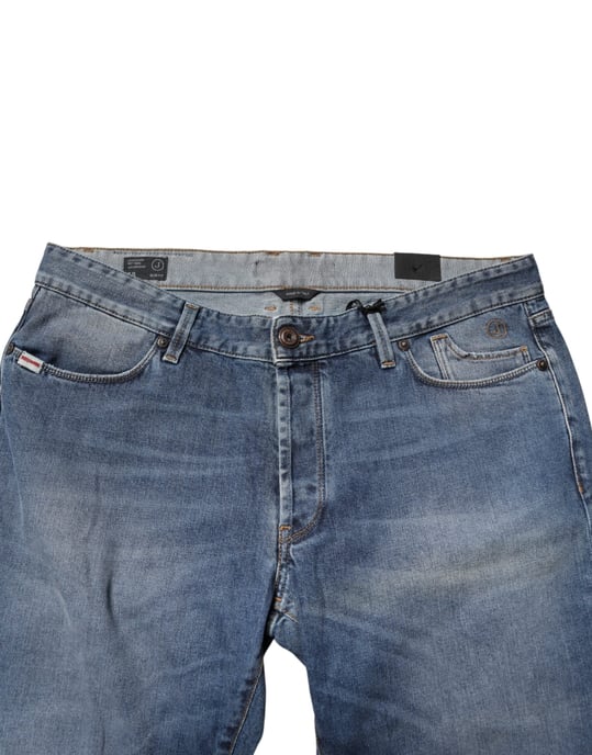 Jeckerson Blue Washed Mid Waist Straight Heren Denim Broek Jeans - Image 5