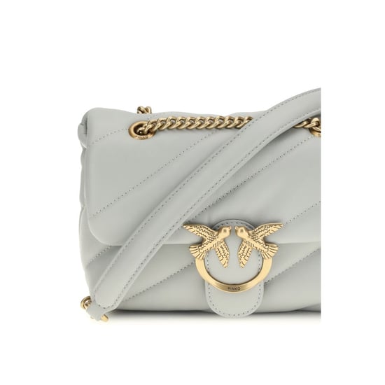 PINKO Gray Calf Leather Bos Taurus Shoulder Bag - Image 4