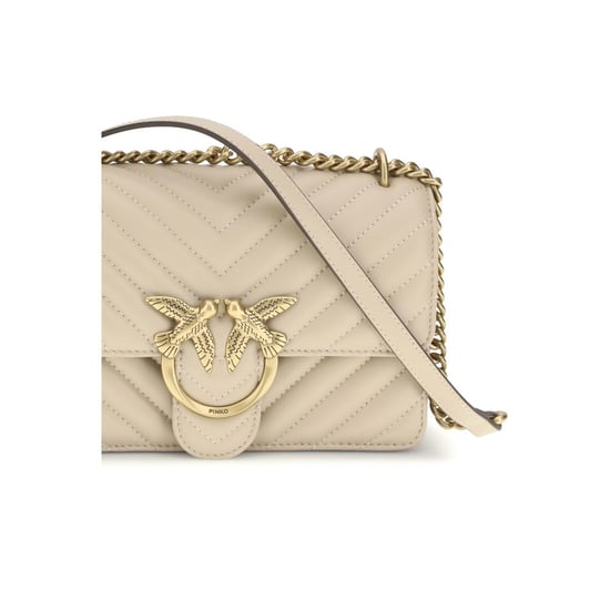 PINKO Beige Calf Leather Bos Taurus Shoulder Bag - Image 4