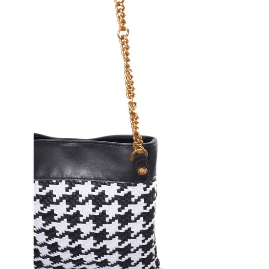 Versace Svart Och Vit Läder- och Textilaxelväska - Image 6
