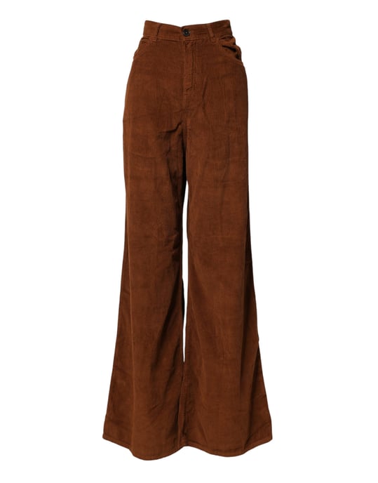 Jucca Bruine Wijde Pijpen Hoge Taille Corduroy Denim Broek Jeans - Image 2