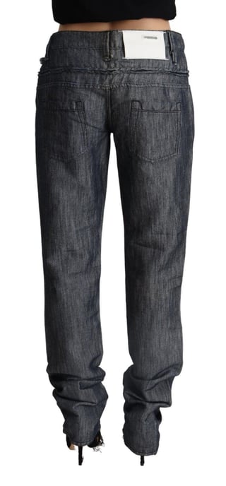 Acht Mörkgrå Ramie Mid Bred Midja Rak Denimjeans - Image 3