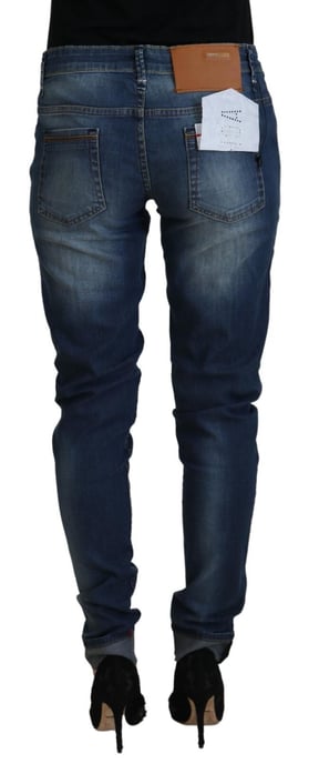 Acht Blue Washed Katoenen Slim Fit Dames Denim Broek Jeans - Image 3