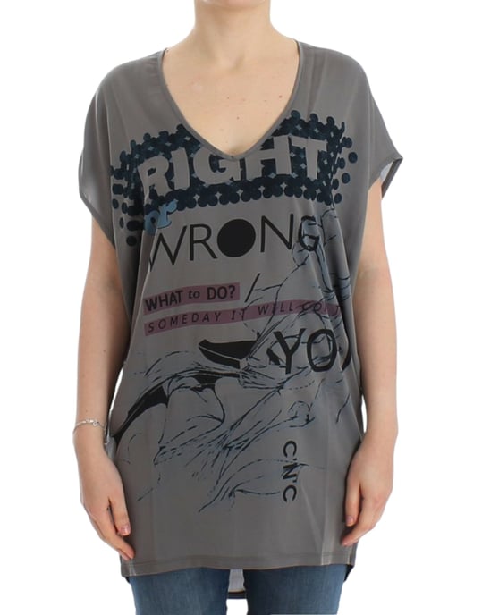 Costume National Gray V-neck long t-shirt - Image 1