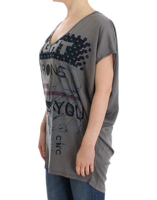 Costume National Gray V-neck long t-shirt - Image 2