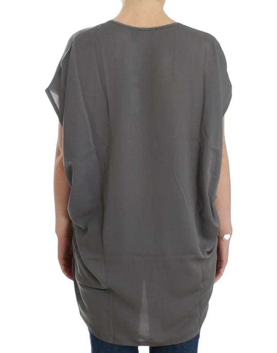 Costume National Gray V-neck long t-shirt - Image 3