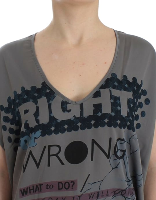 Costume National Gray V-neck long t-shirt - Image 5