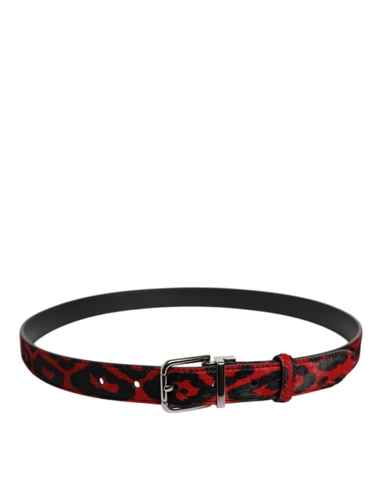 Dolce & Gabbana Zwarte Rode Luipaard Zilveren Metalen Gesp Riem - Image 3