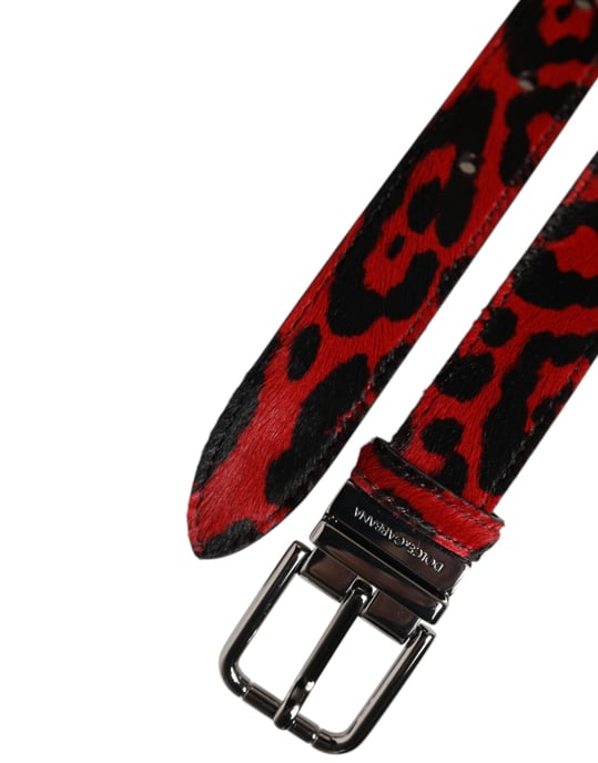 Dolce & Gabbana Zwarte Rode Luipaard Zilveren Metalen Gesp Riem - Image 6