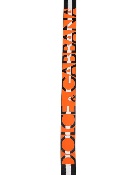 Dolce & Gabbana Zwart Witte Gestreepte Logo Metaal Gesp Riem - Image 5