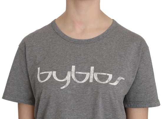 BYBLOS Katoenen Grijze Korte Mouw Ronde Hals Top T-shirt Blouse - Image 6