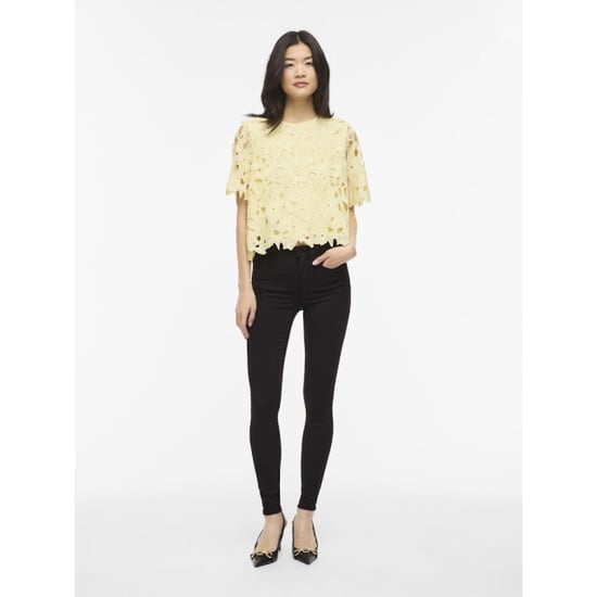 Vila visienna 2/4 lace top/dc 14113552 pastel yellow - Image 3