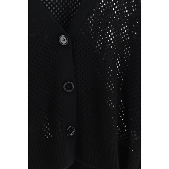 Allude Black Fleece Wool Cardigan - Image 3