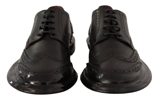 Dolce & Gabbana Black Leather Oxford Wingtip Formal Derby Shoes - Image 2