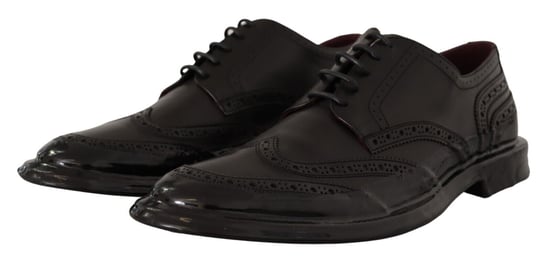 Dolce & Gabbana Black Leather Oxford Wingtip Formal Derby Shoes - Image 3