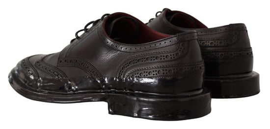 Dolce & Gabbana Black Leather Oxford Wingtip Formal Derby Shoes - Image 4
