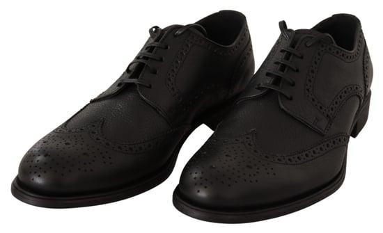 Dolce & Gabbana Black Leather Oxford Wingtip Formal Dress Shoes - Image 2