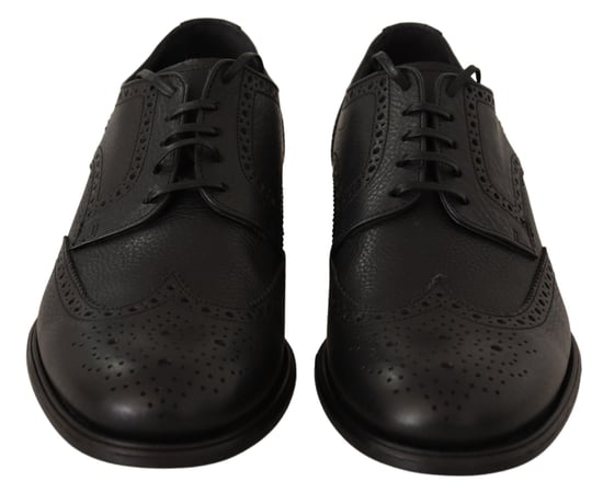 Dolce & Gabbana Black Leather Oxford Wingtip Formal Dress Shoes - Image 6