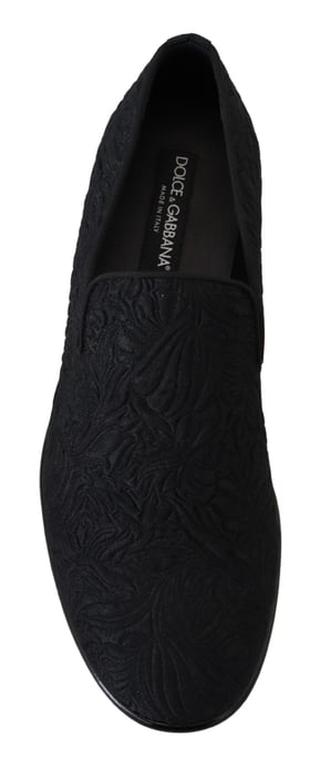 Dolce & Gabbana Svarta Blommönstrade Jacquardtofflor - Image 2
