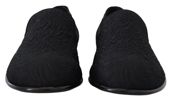 Dolce & Gabbana Svarta Blommönstrade Jacquardtofflor - Image 3