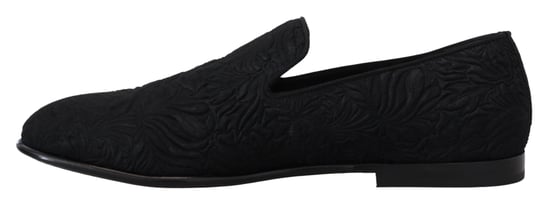 Dolce & Gabbana Svarta Blommönstrade Jacquardtofflor - Image 6