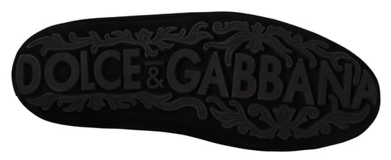 Dolce & Gabbana Svarta Läder Kristall Guld Kron Loafers Skor - Image 6