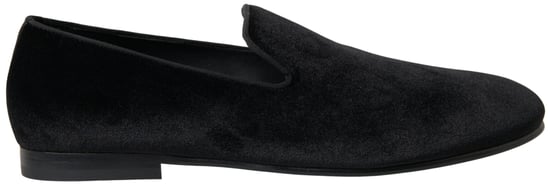 Dolce & Gabbana Black Velvet Loafers Formal Shoes - Image 1