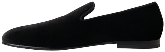 Dolce & Gabbana Black Velvet Loafers Formal Shoes - Image 3