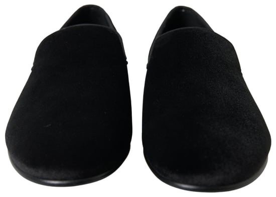 Dolce & Gabbana Black Velvet Loafers Formal Shoes - Image 5