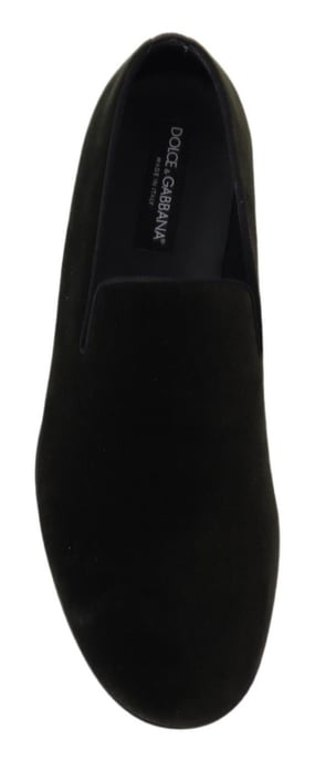 Dolce & Gabbana Grön Sammet Slip On Herr Loafers Skor - Image 3
