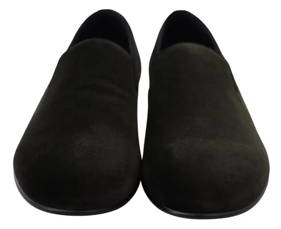 Dolce & Gabbana Grön Sammet Slip On Herr Loafers Skor - Image 4