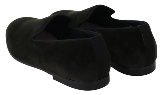 Dolce & Gabbana Grön Sammet Slip On Herr Loafers Skor - Image 6