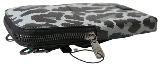 Dolce & Gabbana Grå Leopard Läder Herrväska Crossbody Sling Telefonväska - Image 2