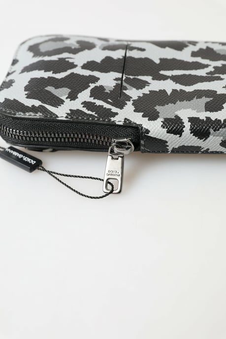 Dolce & Gabbana Grå Leopard Läder Herrväska Crossbody Sling Telefonväska - Image 4