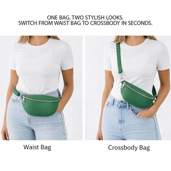 Ladies Genuine Italian Leather Crossbody Sling Bag in Grey - Image 5