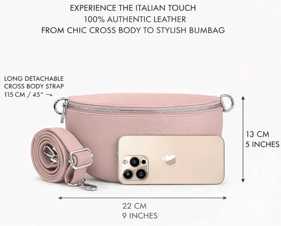 Ladies Genuine Italian Leather Crossbody Sling Bag in Pink - Image 3