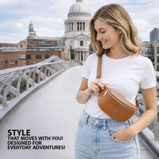 Ladies Genuine Italian Leather Crossbody Sling Bag in Tan - Image 2